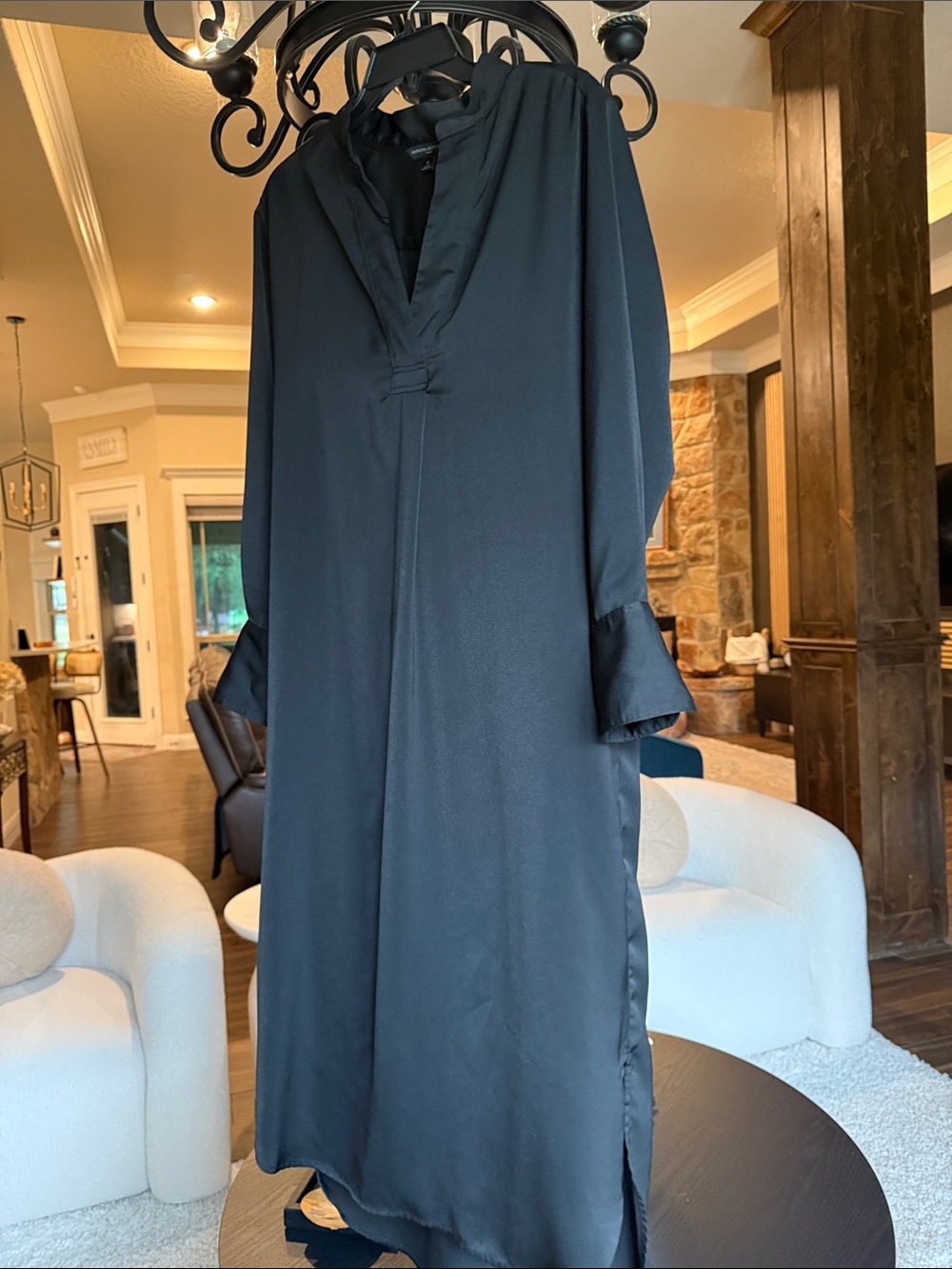 Banana Republic Black v-neck satin dress